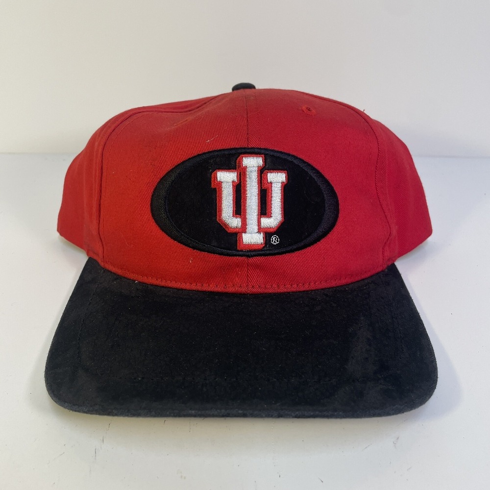 VTG Twins Enterprises Indiana Hoosiers IU Red/Black Snapback Hat Cap Suede Brim
